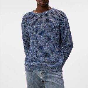 J.Lindeberg Gray/Blue Glose Loose Knit Sweater  Ribbed Texture size Medium